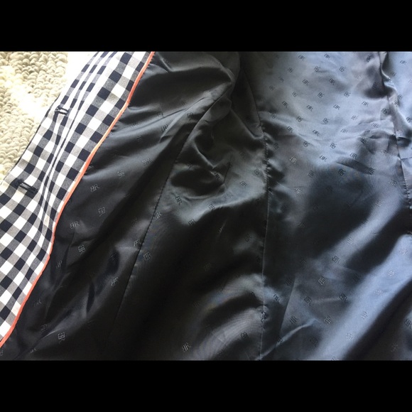 Sz 0 Banana Republic Checker Blazer Navy RN 54023 - Picture 7 of 8